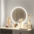 Costway Contemporary MDF and Beech Wood Vanity Table Set with Stool in White