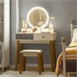 Costway Contemporary MDF and Beech Wood Vanity Table Set with Stool in White