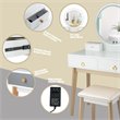 Costway Contemporary MDF and Beech Wood Vanity Table Set with Stool in White