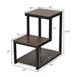 Costway 3-Tier Contemporary Steel End Table with Storage Shelf in Brown