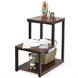 Costway 3-Tier Contemporary Steel End Table with Storage Shelf in Brown