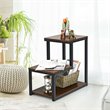 Costway 3-Tier Contemporary Steel End Table with Storage Shelf in Brown