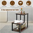 Costway 3-Tier Contemporary Steel End Table with Storage Shelf in Brown