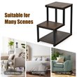 Costway 3-Tier Contemporary Steel End Table with Storage Shelf in Brown
