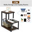 Costway 3-Tier Contemporary Steel End Table with Storage Shelf in Brown