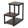 Costway 3-Tier Contemporary Steel End Table with Storage Shelf in Brown