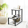 Costway 3-Tier Contemporary Steel End Table with Storage Shelf in White