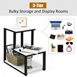 Costway 3-Tier Contemporary Steel End Table with Storage Shelf in White
