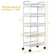 Costway 5-tier Contemporary Iron Mesh Rolling File Utility Cart in Gray