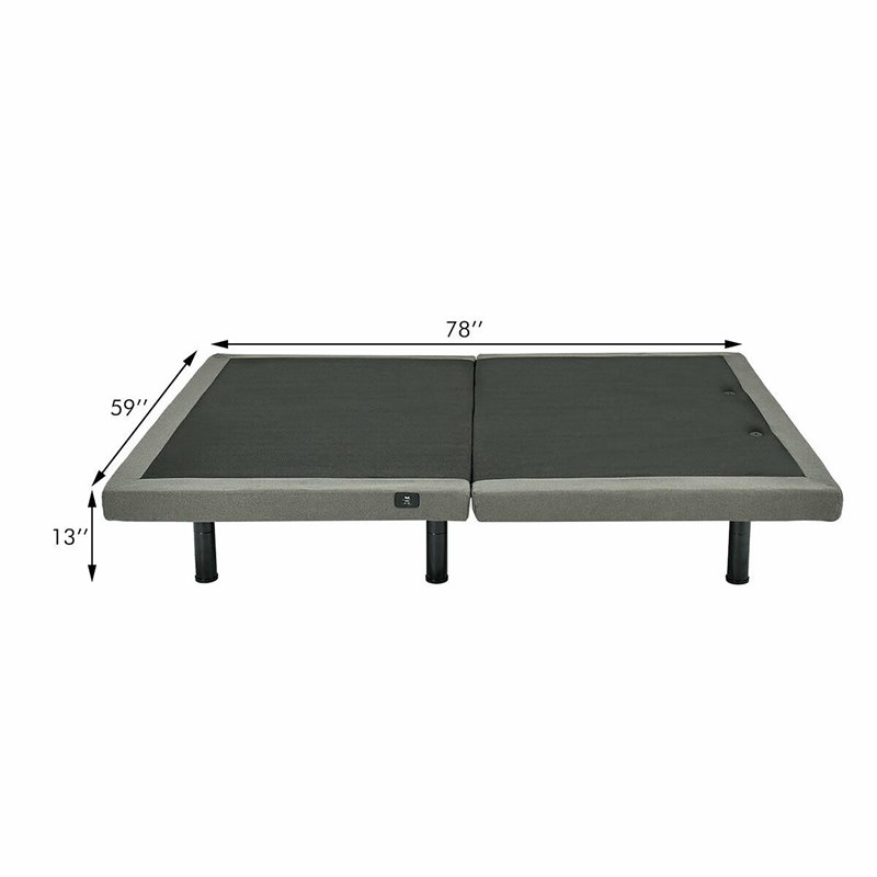Costway Polyester Adjustable Massage Queen Bed Base in Black and Gray