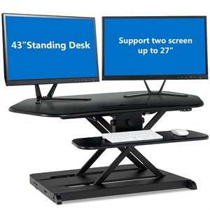 Costway 43&quot Plastic and Steel Adjustable Electric Standing Desk in Black