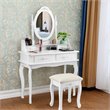 Costway MDF Vanity Makeup Dressing Table Set with Jewelry Storage Stool in White
