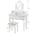 Costway MDF Vanity Makeup Dressing Table Set with Jewelry Storage Stool in White
