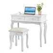Costway MDF Vanity Makeup Dressing Table Set with Jewelry Storage Stool in White