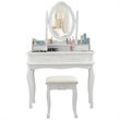 Costway MDF Vanity Makeup Dressing Table Set with Jewelry Storage Stool in White