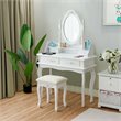Costway MDF Vanity Makeup Dressing Table Set with Jewelry Storage Stool in White