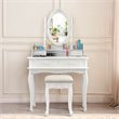 Costway MDF Vanity Makeup Dressing Table Set with Jewelry Storage Stool in White