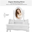Costway MDF Vanity Makeup Dressing Table Set with Jewelry Storage Stool in White