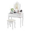 Costway MDF Vanity Makeup Dressing Table Set with Jewelry Storage Stool in White