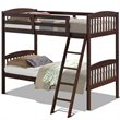 Costway Contemporary Solid Rubber Wood Twin Bunk Bed in Espresso