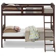 Costway Contemporary Solid Rubber Wood Twin Bunk Bed in Espresso