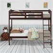 Costway Contemporary Solid Rubber Wood Twin Bunk Bed in Espresso