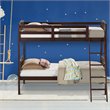 Costway Contemporary Solid Rubber Wood Twin Bunk Bed in Espresso