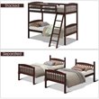 Costway Contemporary Solid Rubber Wood Twin Bunk Bed in Espresso