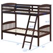 Costway Contemporary Solid Rubber Wood Twin Bunk Bed in Espresso