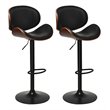 Costway Metal Swivel Barstools with PU Leather Curved Back in Black (Set of 2)