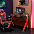 Costway Contemporary MDF and Steel Computer Desk with Cup Holder in Red/Black
