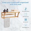 Costway Contemporary Bamboo Towel Rack with Shelf and Towel Bar in Natural