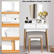 Costway MDF and Pine Wood Vanity Table Set with Cushioned Stool in White