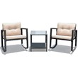 Costway 3-piece Patio Conversation Set with Cushioned Sofa in Beige