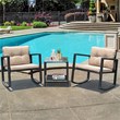 Costway 3-piece Patio Conversation Set with Cushioned Sofa in Beige