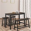 Costway 4-piece Counter Height Table Set with Bench & 2 Stools in Taupe Brown