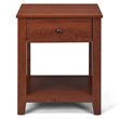 Costway Particle Board End Side Table with Drawer and Storage Shelf in Brown