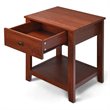 Costway Particle Board End Side Table with Drawer and Storage Shelf in Brown