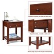 Costway Particle Board End Side Table with Drawer and Storage Shelf in Brown