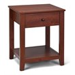 Costway Particle Board End Side Table with Drawer and Storage Shelf in Brown
