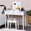 Costway MDF and Wood Vanity Dressing Table Set with 7 Compartments in White