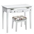Costway MDF and Wood Vanity Dressing Table Set with 7 Compartments in White