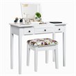 Costway MDF and Wood Vanity Dressing Table Set with 7 Compartments in White