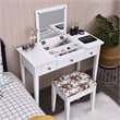 Costway MDF and Wood Vanity Dressing Table Set with 7 Compartments in White