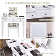 Costway MDF and Wood Vanity Dressing Table Set with 7 Compartments in White