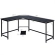 Costway Iron L-Shaped Corner Computer Desk with Adjustable Leg Pads in Black