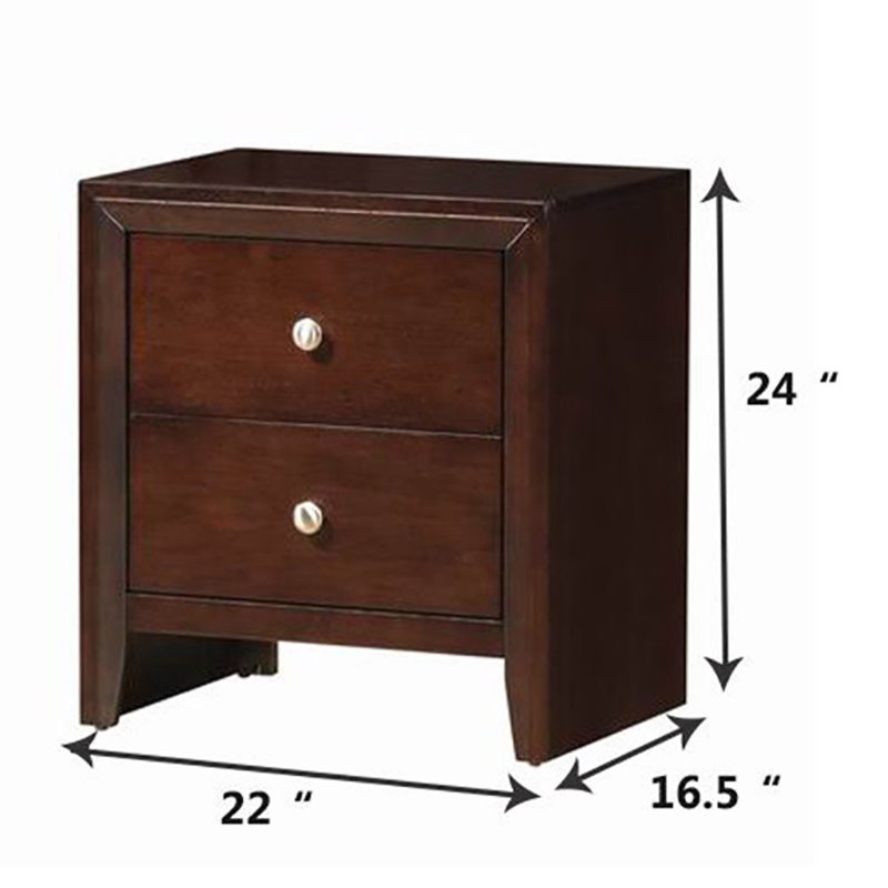Costway 2-drawer Contemporary MDF and Rubber Wood Side Table in Brown