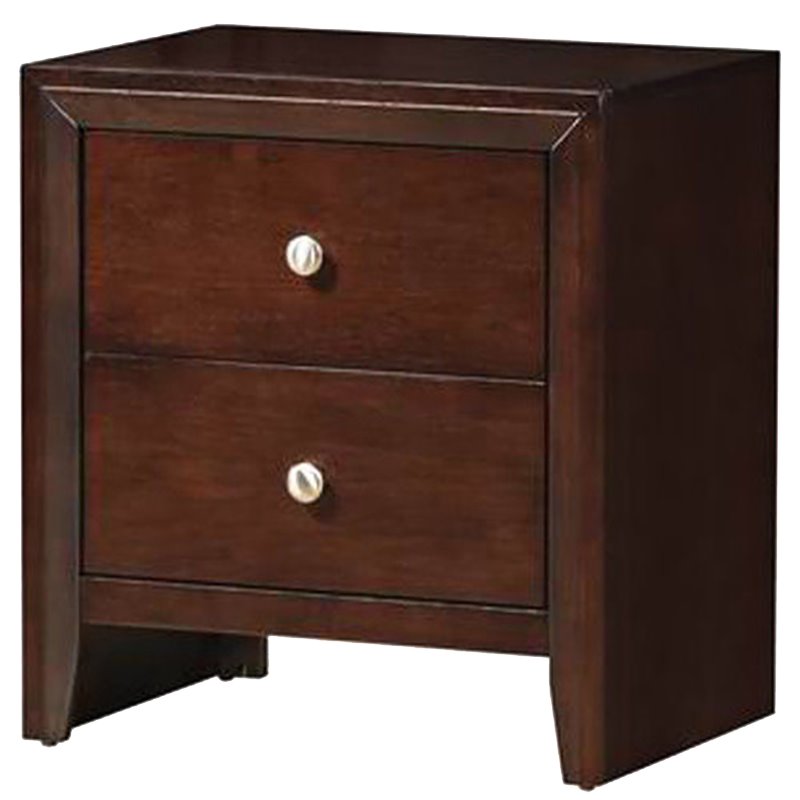 Costway 2-drawer Contemporary MDF and Rubber Wood Side Table in Brown