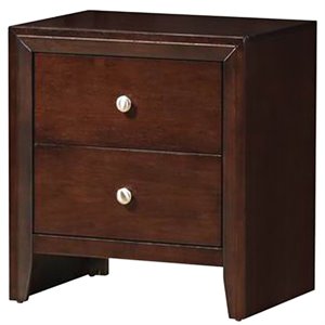 Costway 2-drawer Contemporary MDF and Rubber Wood Side Table in Brown