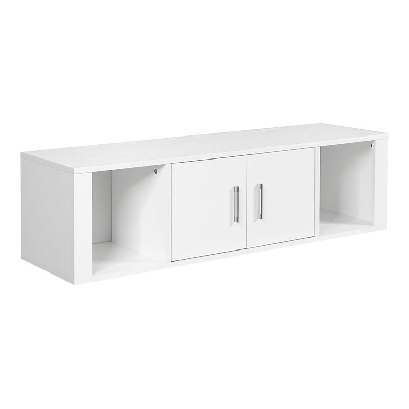 Costway Chipboard Wall Mounted Floating Hutch with 2 Doors in White